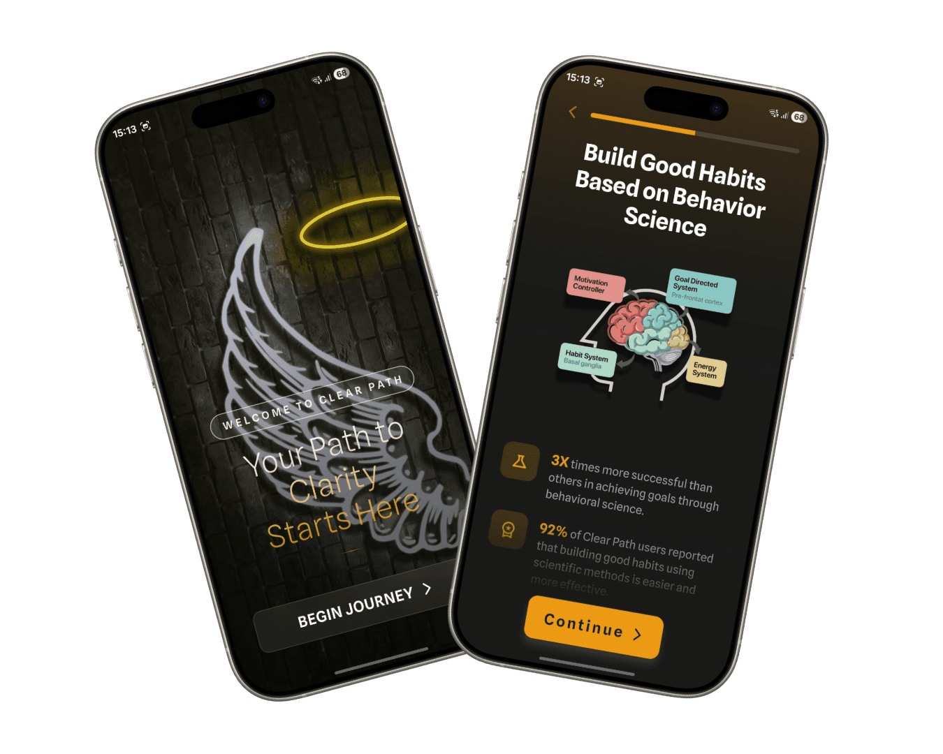 Clear Path onboarding on two phones