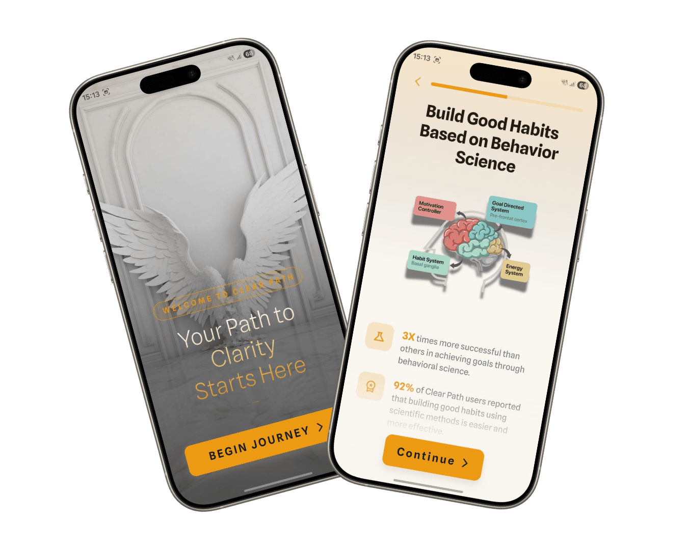 Clear Path onboarding on two phones